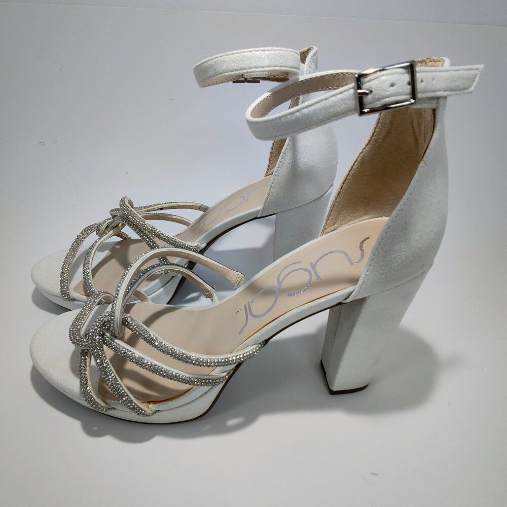 Sugar Women's Size 10M Petal‎ White Shimmer Block Heels NWOT - Picture 4 of 13